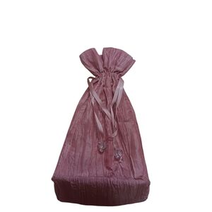 Pink and Silky Drawstring Bag with Beads‎